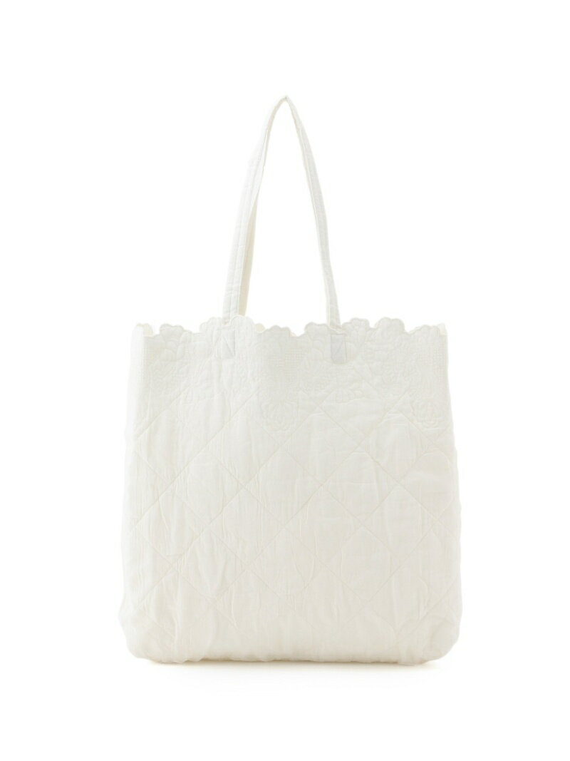 【SALE／50%OFF】SALON adam et rope' 中綿スカラップトートバッグ サロン アダム エ ロペ バッグ トートバッグ ホワイト オレンジ