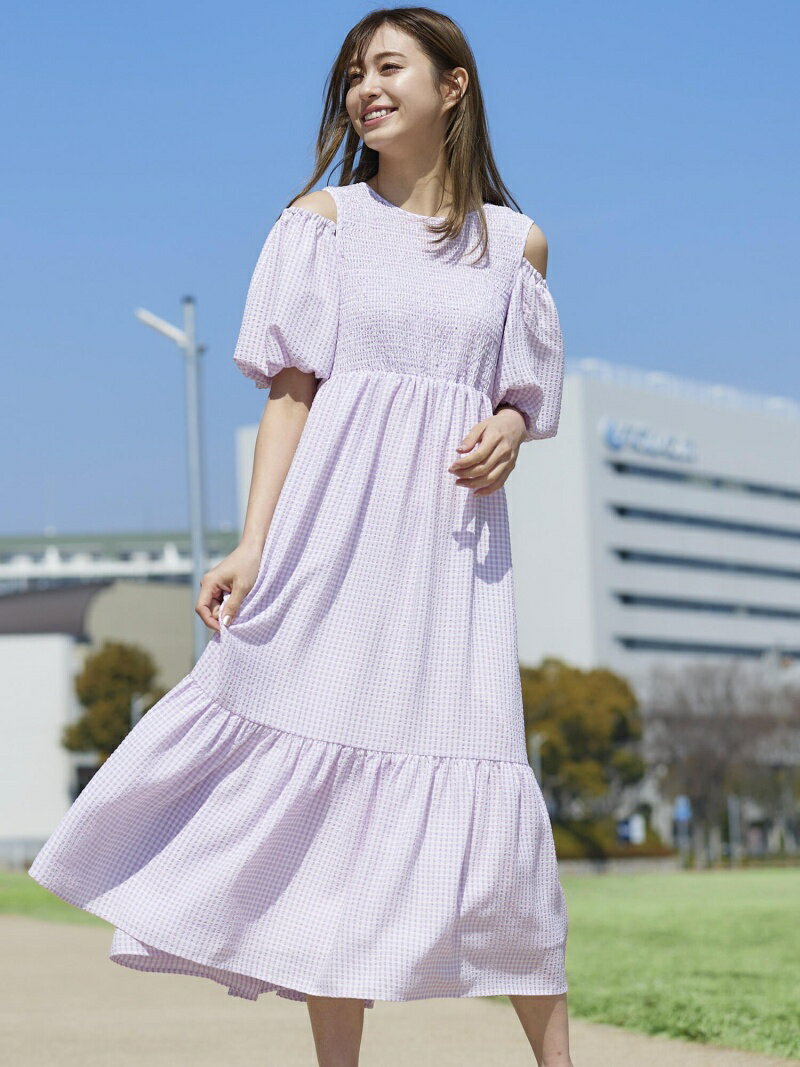 【SALE／70%OFF】QUEENS COURT 2WAYギンガムチェックワンピース クイーンズコート ワンピース・ドレス シャツワンピース ブラック パープル【送料無料】のサムネイル