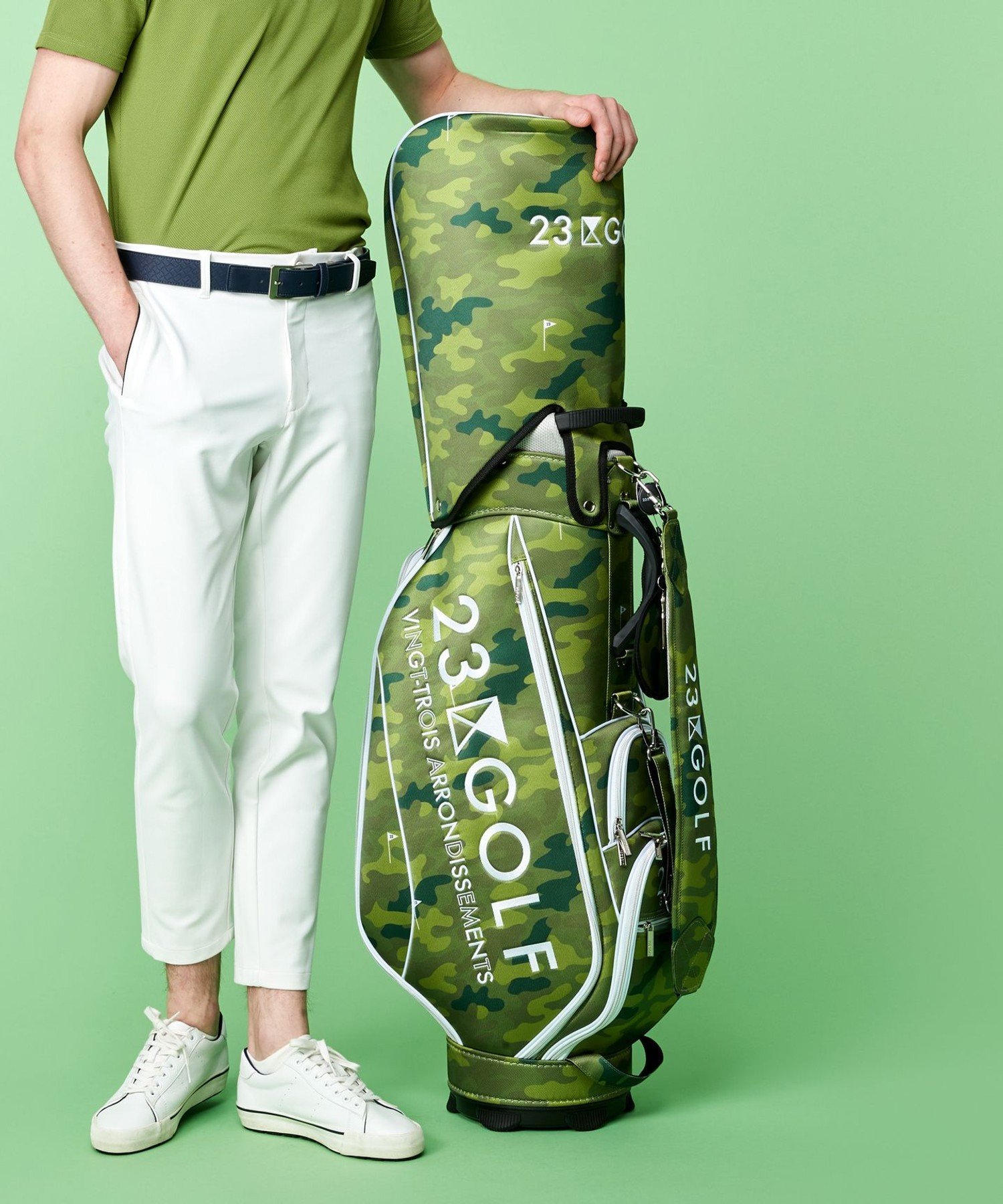 23区GOLF 【UNISEX】カモフラ柄 キャディバッグ ニジュウサンクゴルフ スポーツ・アウトドア用品 その他のスポーツ・アウトドア用品 カーキ ホワイト【送料無料】