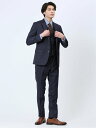 【SALE/51%OFF】TAKA-Q 光沢ウール混 スリムフィット 2ボタン3ピーススーツ シャドーストライプ紺 タカキュー スーツ・フォーマル セットアップ...