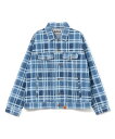 A BATHING APE（ア ベイシング エイプ）BAPE CHECK DENIM JACKETBAPE CHECK柄を抜染で表現した10oz.デニムを使用したトラッカージャケット。両胸にフラップポケット、両脇にスラッシュポケットを配置。...