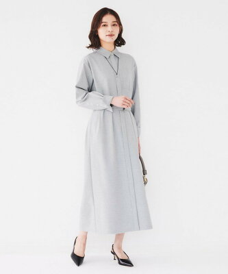 【SALE/50%OFF】UNTITLED 【洗える/ゆったり/前開き】シャツワンピース アンタイトル ワンピース・ドレス その他のワンピース・ドレス ネイビー グレー【送料無料】