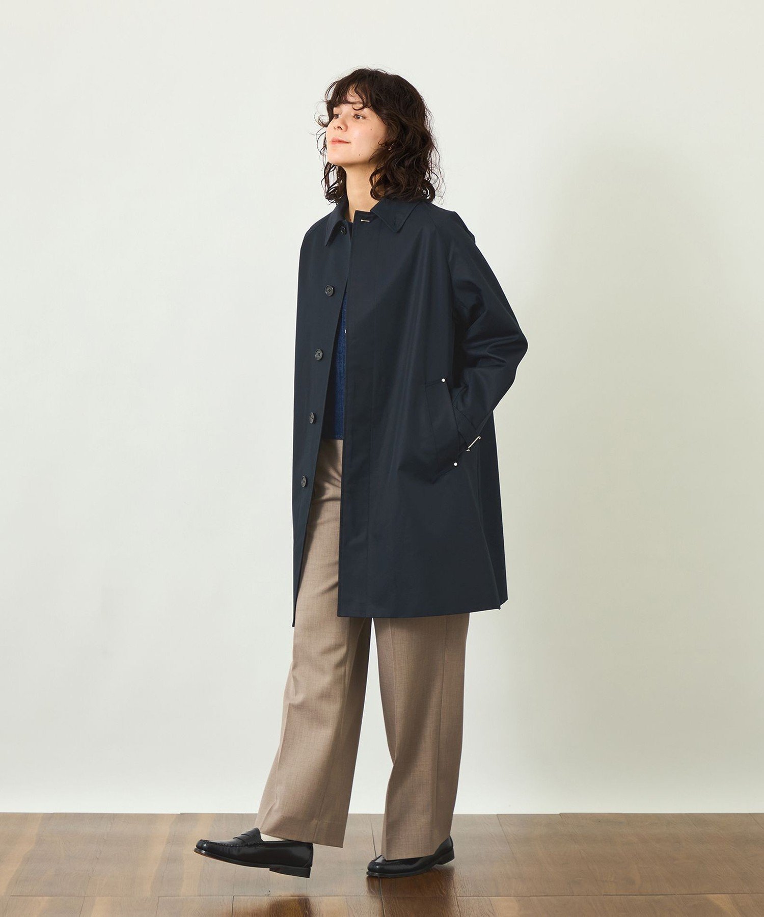 【GREY LABEL】COVENEY(コベニー) ライトギャバジン製 マッキントッシュ フィロソフィー ジャケット・アウター ステンカラーコート ネイビー ベージュ