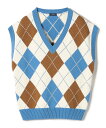 【SALE/65%OFF】SHIPS WOMEN <手洗い可能>インターシャ アーガイル ベスト シップス トップス ベスト・ジレ ブラック ブルー【送料無料】