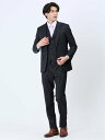 【SALE/30%OFF】TAKA-Q 光沢ウール混 スリムフィット 2ボタン3ピーススーツ シャドーチェック紺 タカキュー スーツ・フォーマル セットアップス...