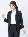 m.f.editorial シアサッカー 1ボタン7分袖ジャケット 紺(セットアップ可能) レディース セットアップ スーツ ジャケット ビジネス カジュアル ...