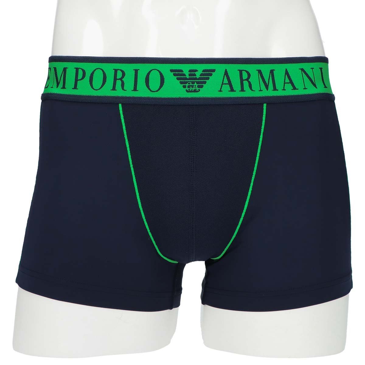 EMPORIO ARMANI PIQUET MICROFIBER ボクサーパンツ 前閉じ EUサイズ ナイガイ インナー・ルームウェア ボクサーパンツ・トランクス ネイビー ブラック