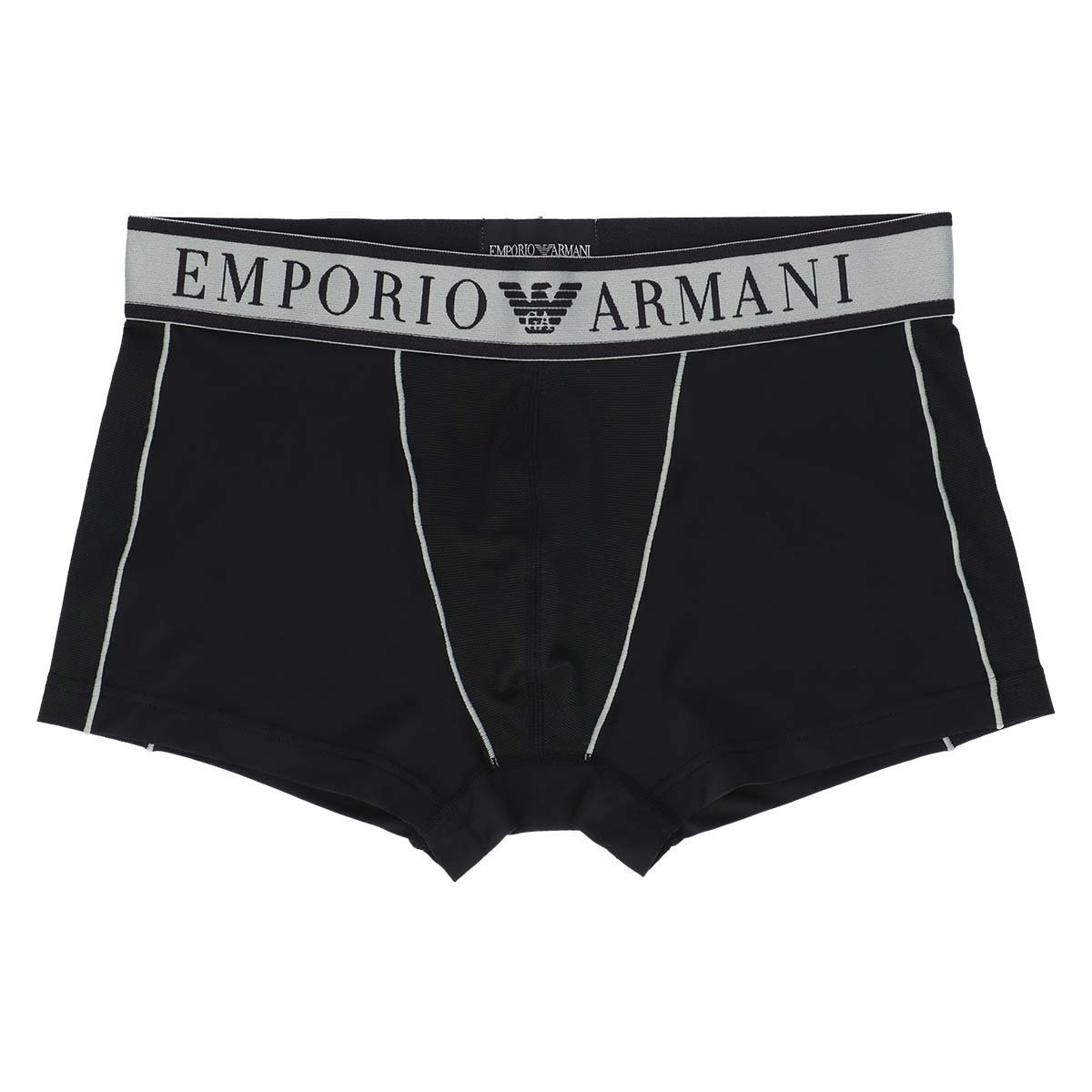 EMPORIO ARMANI PIQUET MICROFIBER ボクサーパンツ 前閉じ EUサイズ ナイガイ インナー・ルームウェア ボクサーパンツ・トランクス ネイビー ブラック