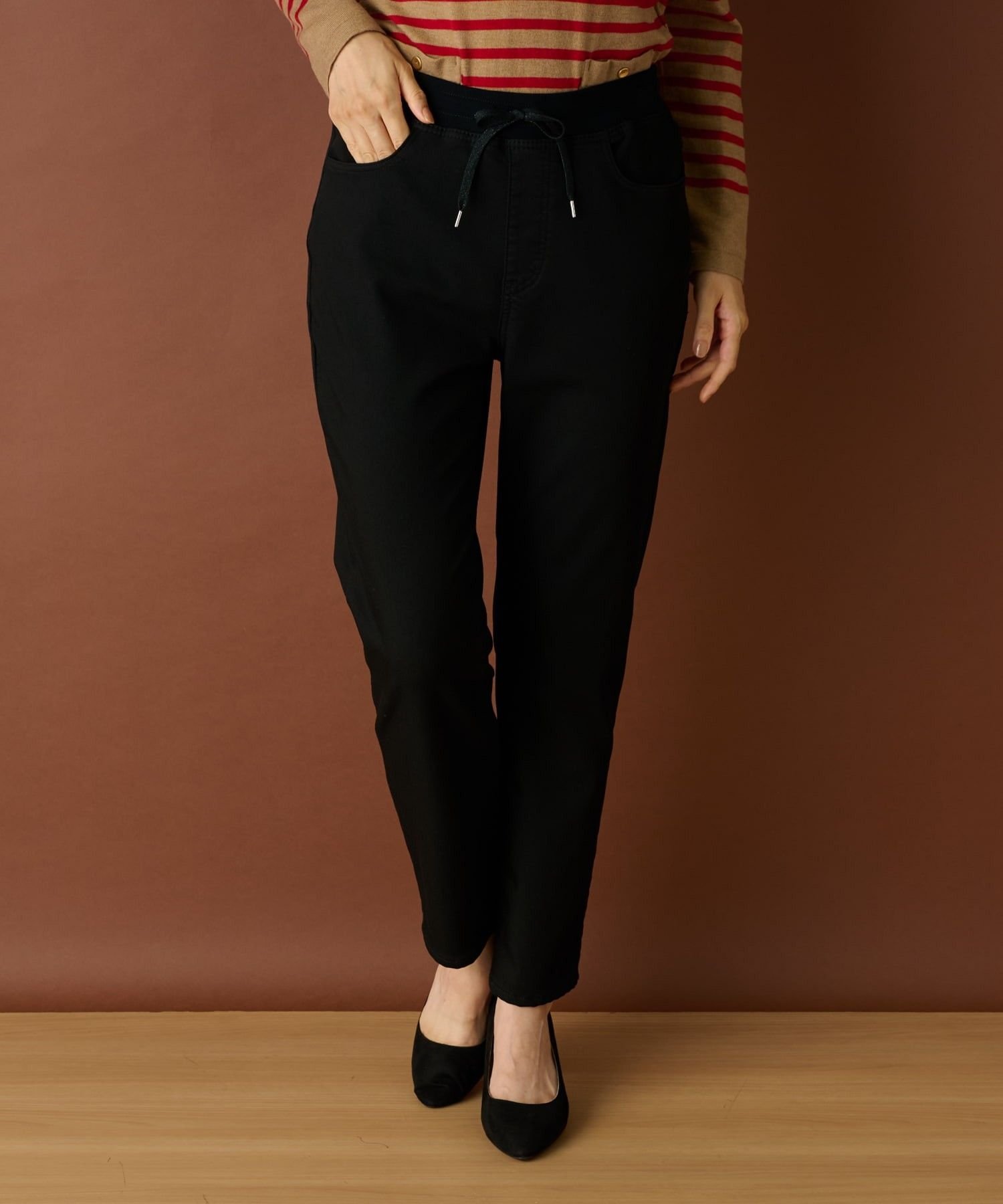 Leilian あったか裏起毛デニム【L JEANS】 レリアン パンツ ジーンズ・デニムパンツ ブラック