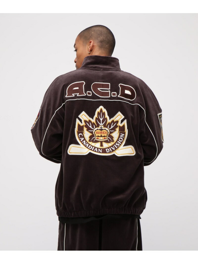AVIREX VELOUR RAGLAN SLEEVE STAND ZIP A.C.D アヴィレックス トップス カットソー・Tシャツ グリーン ブラック【送料無料】