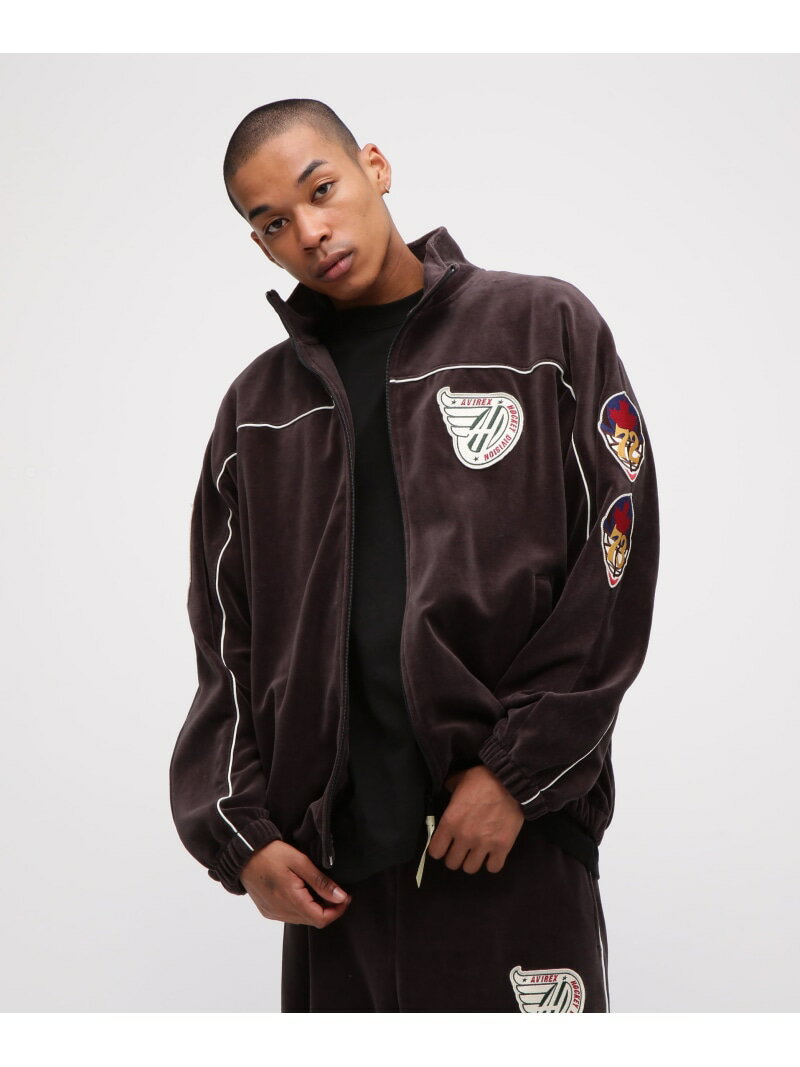 AVIREX VELOUR RAGLAN SLEEVE STAND ZIP A.C.D アヴィレックス トップス カットソー・Tシャツ グリーン ブラック【送料無料】