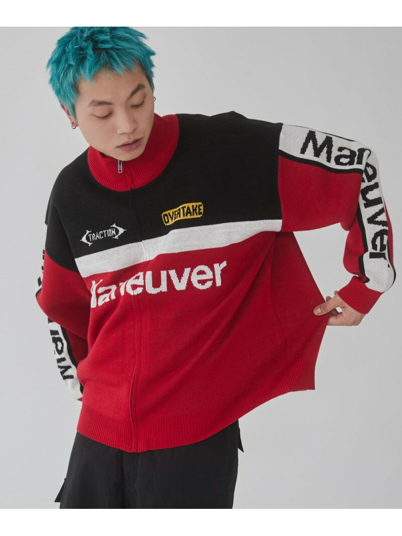 【SALE／20%OFF】WEGO MEN'S レーシンググラフィックニットブルゾン ウィゴー トップス ニット ブラッ..