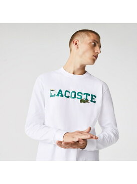 【SALE／40%OFF】LACOSTE カレッジプリントロングスリーブTシャツ ラコステ カットソー Tシャツ ホワイト ネイビー【RBA_E】【送料無料】