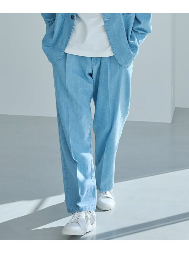 【SALE/30%OFF】THE SHOP TK 綿麻デニムワイドイージーパンツ セットアップ可 ザ ショップ ティーケー パンツ その他のパンツ ブルー ネイビー【RBA_E】【送料無料】