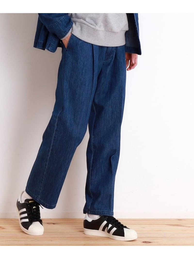 【SALE／30%OFF】THE SHOP TK 綿麻デニムワイドイージーパンツ セットアップ可 ザ ショップ ティーケー パンツ その他のパンツ ブルー ネイビー【RBA_E】【送料無料】