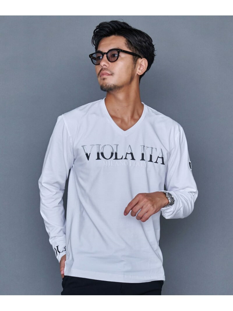 VIOLA VIOLA P.T入りVネックロンT シルバーバレット トップス カットソー・Tシャツ ブラック ホワイト【送料無料】