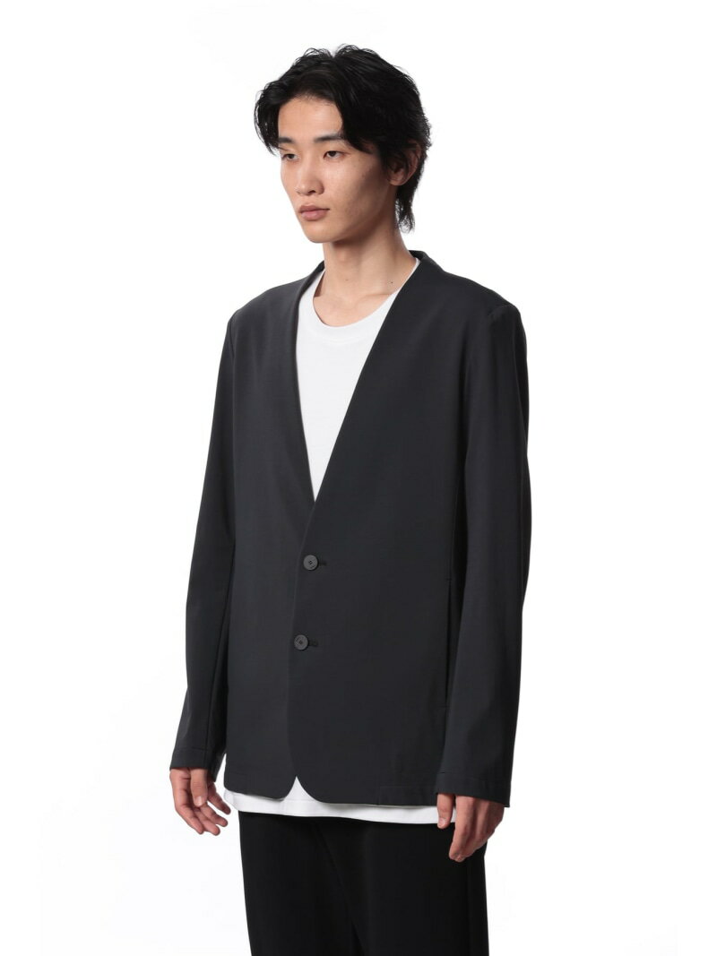 【SALE／30%OFF】ATTACHMENT ナイロン/コットン ストレッチジャージー ノーカラージャケット アタッチメント ジャケット・アウター ノーカラージャケット グレー ブラック【RBA_E】【送料無料】