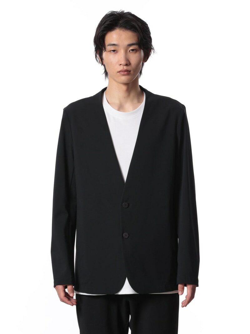 【SALE／30%OFF】ATTACHMENT ナイロン/コットン ストレッチジャージー ノーカラージャケット アタッチメント ジャケット・アウター ノーカラージャケット グレー ブラック【RBA_E】【送料無料】