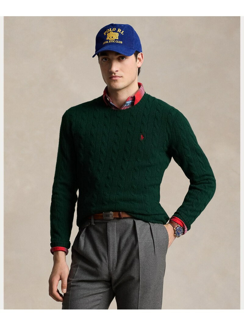 POLO RALPH LAUREN ケーブルニット ウールカシミヤ セーター ラルフローレン トップス ニット グリーン【送料無料】