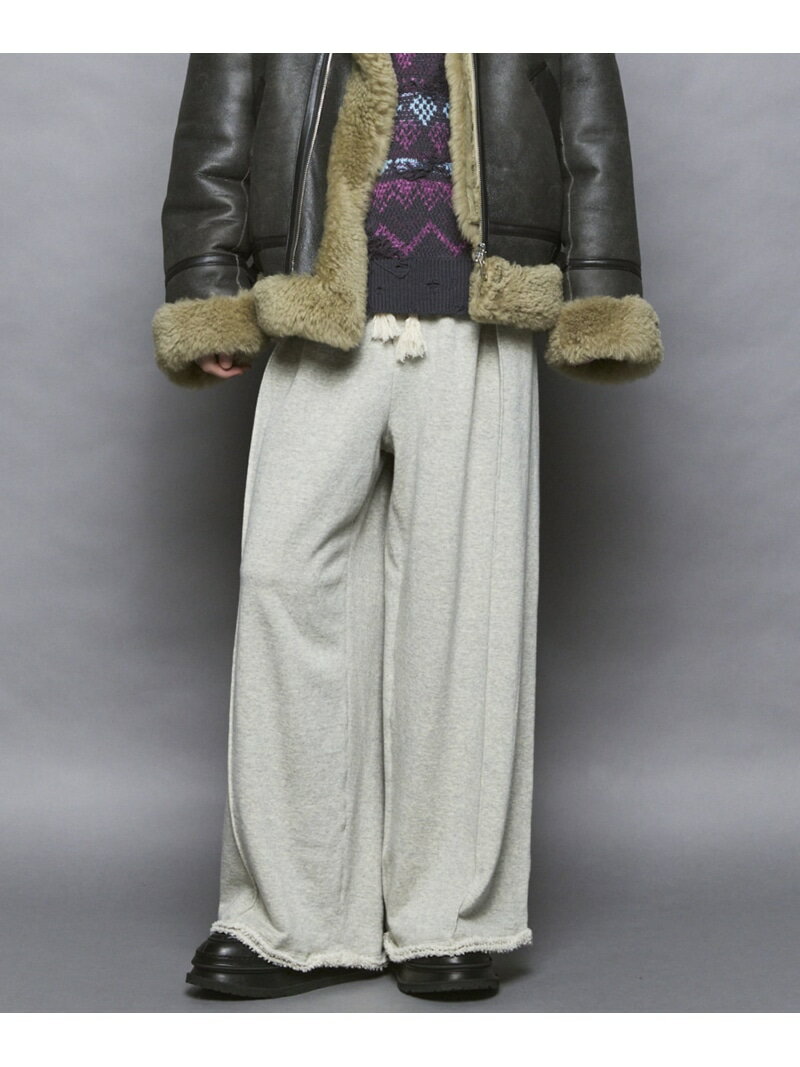 MAISON SPECIAL Loop-knit Tuck Wide Sweatpants メゾンスペシャル パンツ ジャージ・スウェットパンツ ブラック グレー【送料無料】のサムネイル