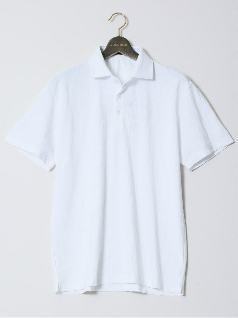 GRAND-BACK 【大きいサイズ】ジム/GIM リーフ柄 ワイドカラー半袖ポロシャツ タカキュー トップス ポロシャツ ホワイト【送料無料】