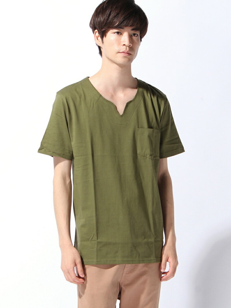 【SALE／20%OFF】ZIP FIVE (M)ZIP FIVE キーネック半袖Tシャツ ジップファイブ トップス その他のトップス カーキ【RBA_E】