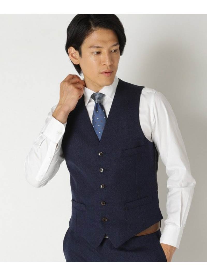 【SALE／55%OFF】CROWDED CLOSET マイクロチェックベスト/別売りスーツセットあり メンズ ビギ スーツ・フォーマル セットアップスーツ ネイビー グレー【RBA_E】【送料無料】