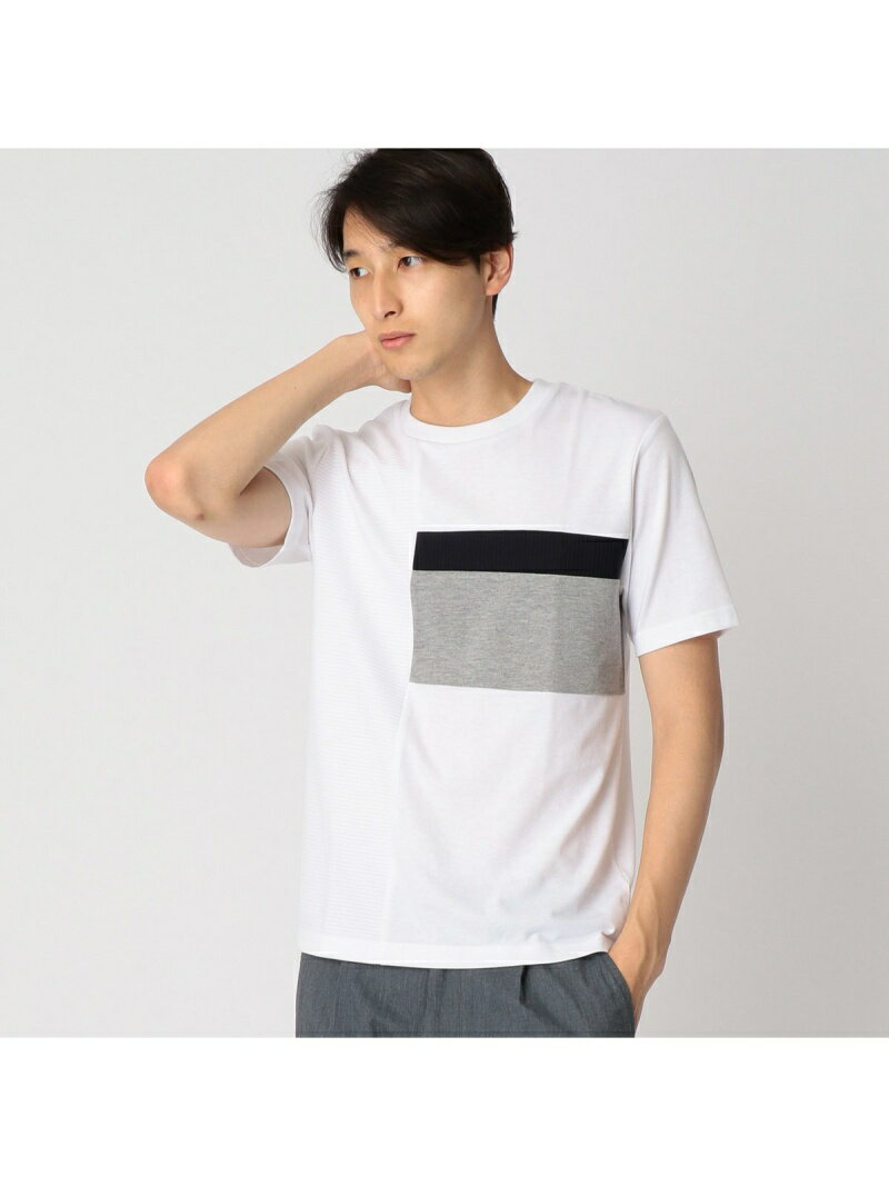 【SALE／90%OFF】COMME CA ISM ブロック 切り替え Tシャツ コムサイズム トップス カットソー・Tシャツ ホワイト ネイビー【RBA_E】