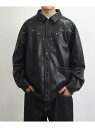 【SALE/60%OFF】PAL GROUP OUTLET 【WHO'S WHO gallery】スタッズフェイクレザーカバーオール パル グループ アウトレット ジャケット・アウター ブルゾン・ジャンパー グレー ブラック【RBA_E】【送料無料】