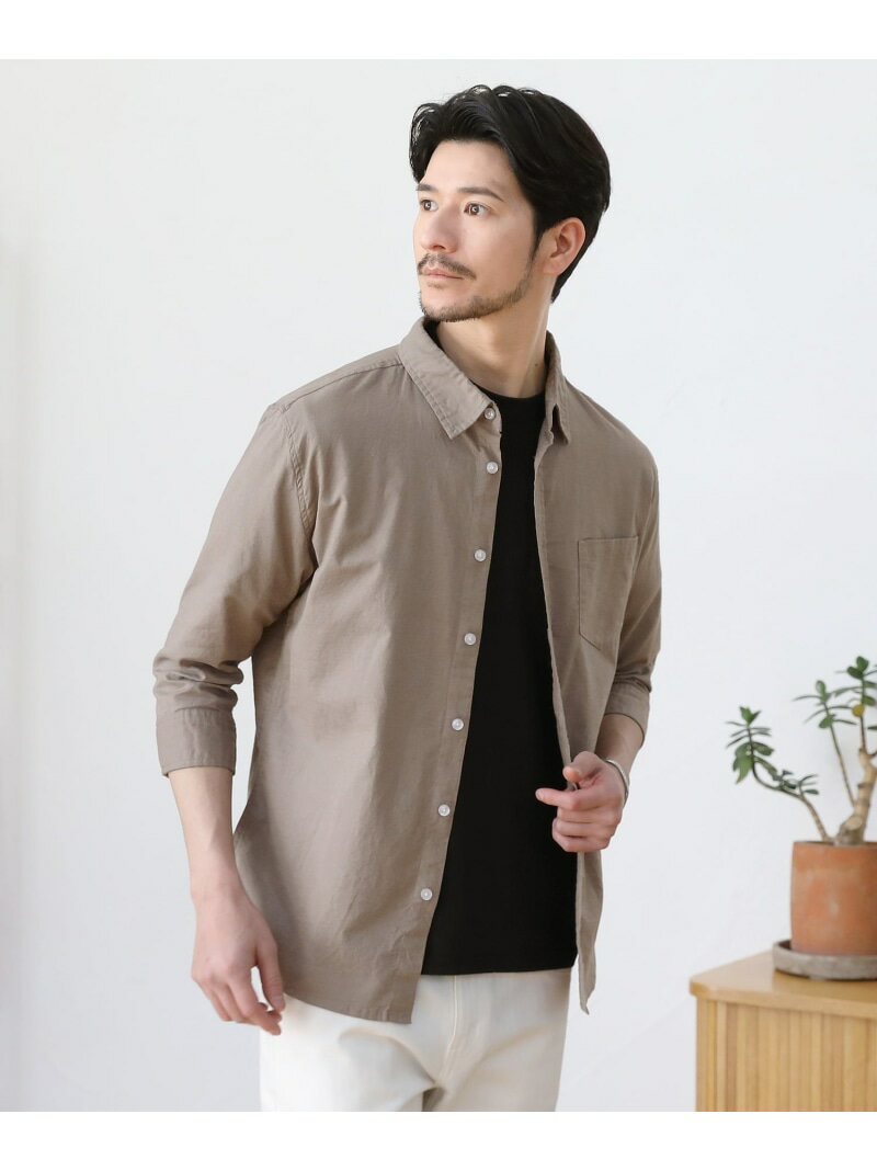 【SALE/24%OFF】SPU 先染め綿麻ストレッチレギュラーカラー七分袖シャツ カジュアル トップス シャツ・ブラウス グレー ブラウン カーキグリーン ブルー グリーン ネイビー ホワイト【RBA_E】