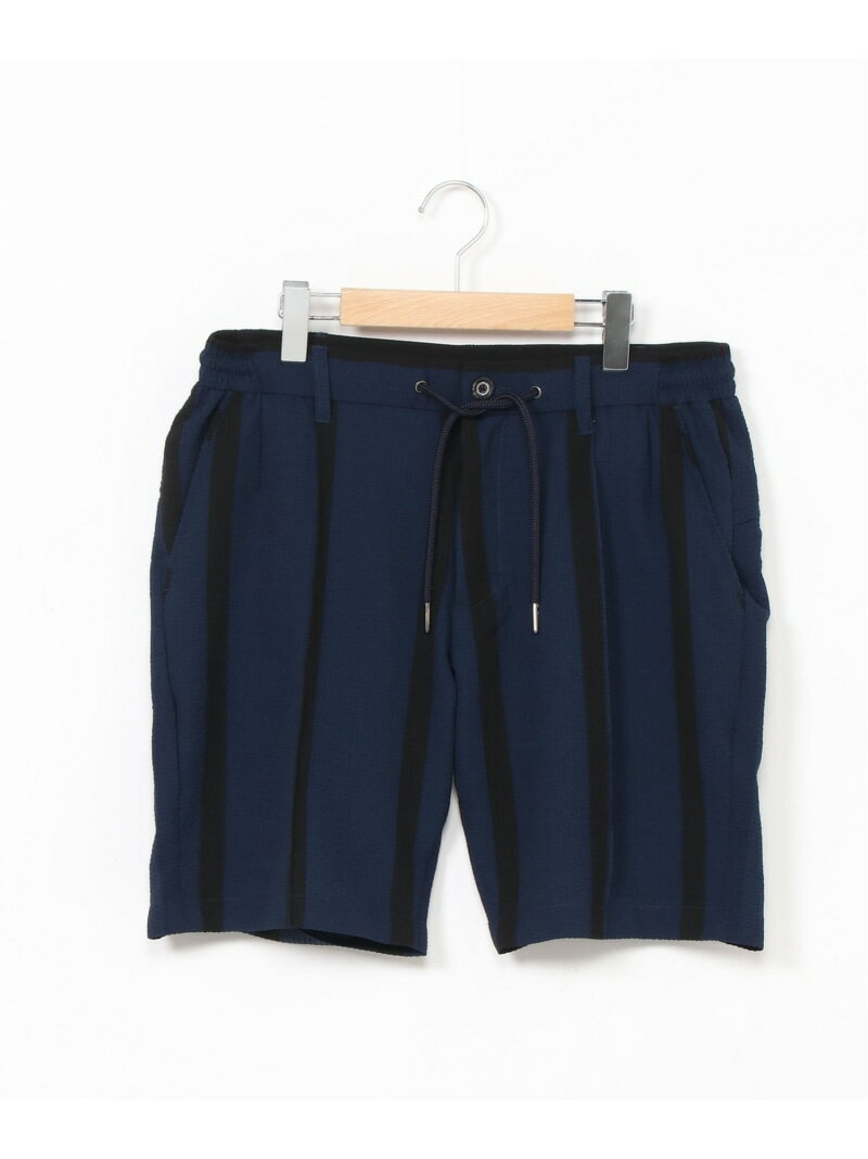 【SALE／30%OFF】1PIU1UGUALE3 RELAX (M)1PIU1UGUALE3 RELAX/USB-24003 シアサッカーストライプハーフスラックス シフォン パンツ その他のパンツ ネイビー【RBA_E】【送料無料】