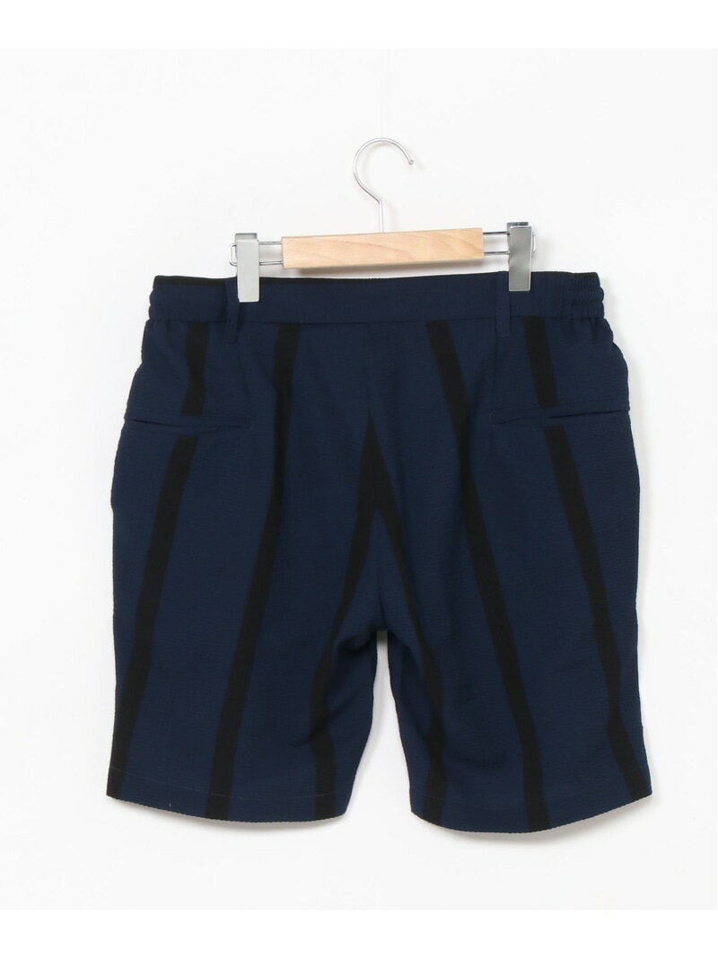 【SALE／30%OFF】1PIU1UGUALE3 RELAX (M)1PIU1UGUALE3 RELAX/USB-24003 シアサッカーストライプハーフスラックス シフォン パンツ その他のパンツ ネイビー【RBA_E】【送料無料】