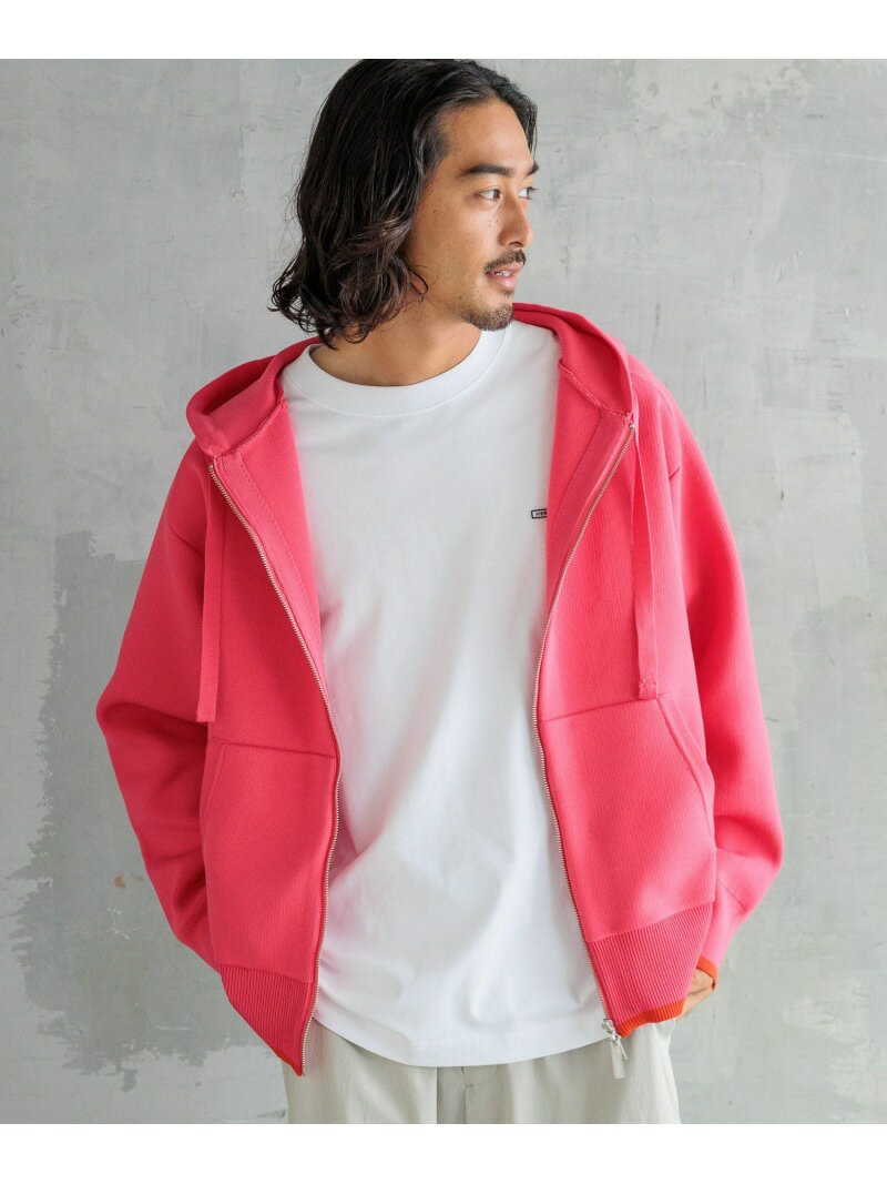 【SALE/40%OFF】HEREIAM 【HEREIAM MEN】バイカラースムースニットパーカー ベイフロー トップス ニット ピンク ブラック【RBA_E】【送料無料】