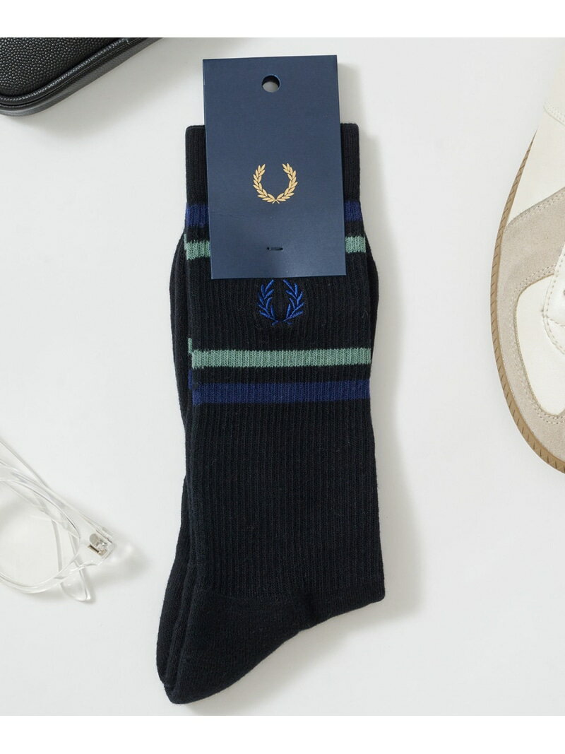 FRED PERRY FRED PERRY/リブスポーツソックス C1153 カセットチャート 靴下・レッグウェア 靴下 ブラッ..