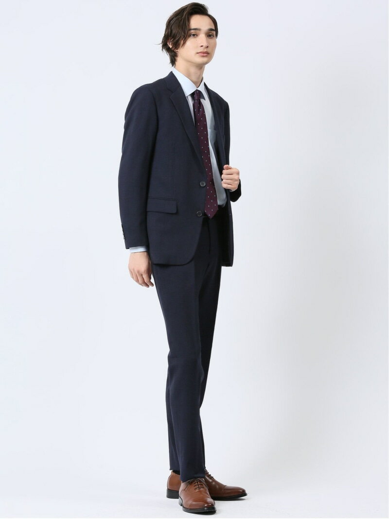 【SALE/40%OFF】TAKA-Q Woolen Tec On スリムフィット 2ボタン2ピーススーツ チェック紺 タカキュー スーツ・フォーマル セットアップスーツ ネイビー【RBA_E】【送料無料】