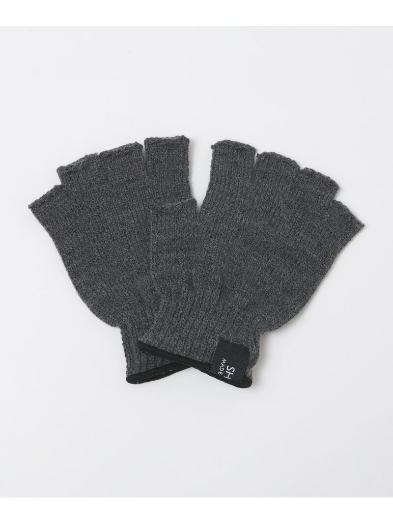 SHIPS MEN SHIPS: フィンガーレス ニット グローブ シップス ファッション雑貨 手袋 ブラック グレー