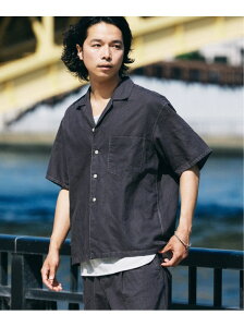 JOURNAL STANDARD relume 《予約》ヨーロピアンフラックス ガーメントダイ オープンカラーシャツ ジャーナル スタンダード レリューム トップス シャツ・ブラウス ブラック ブルー カーキグリーン ベージュ【先行予約】*【送料無料】