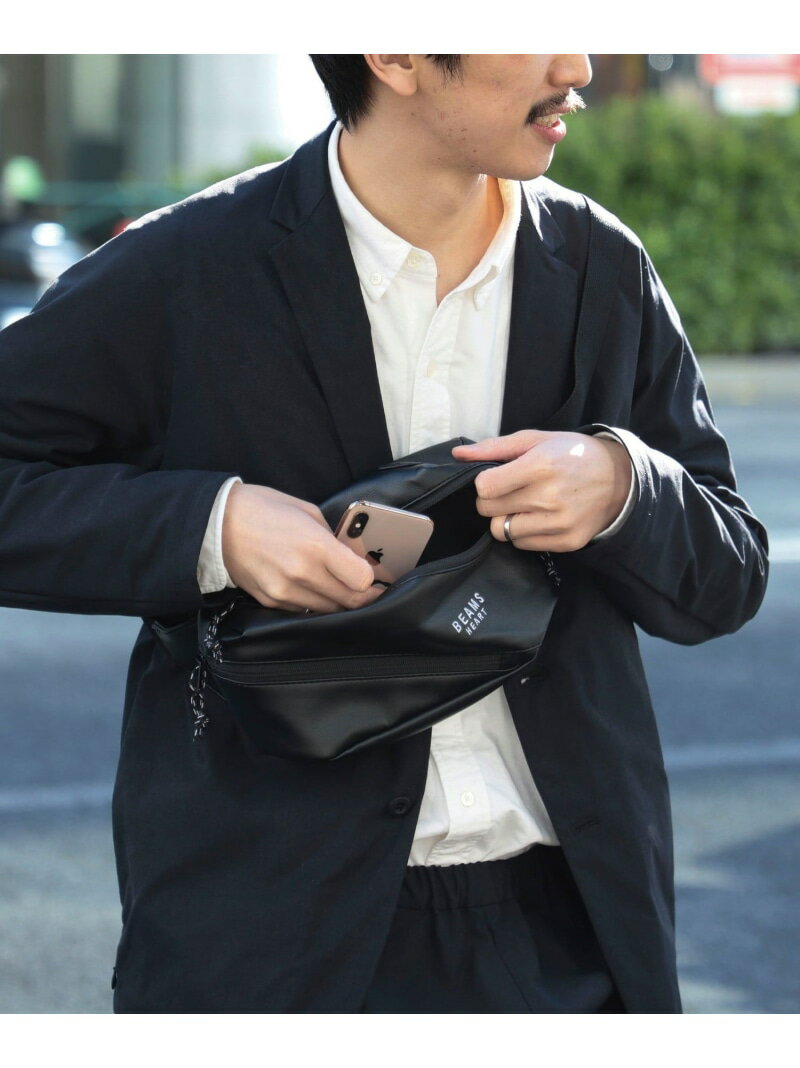BEAMS HEART MEN 【定番人気・ギフト】ツイストジップ ミニ ポーチ ビームス ハート バッグ ボディバッグ・ウエストポーチ ネイビー ベージュ ブラック【送料無料】