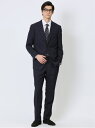 【SALE/40%OFF】TAKA-Q ストレッチウォッシャブル レギュラーフィット 2ボタン2ピーススーツ シャドーストライプ紺 メンズ セットアップ ジャケ...
