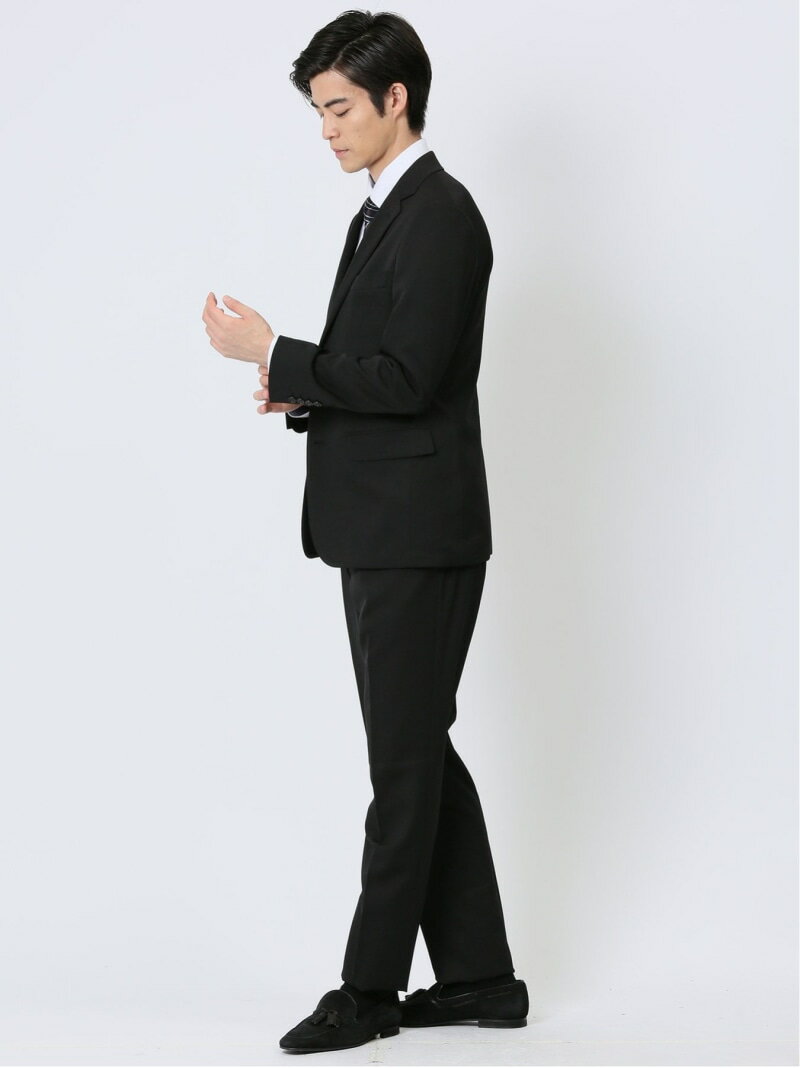 【SALE／30%OFF】TAKA-Q ストレッチウォッシャブル スリムフィット 2ボタン2ピーススーツ ストライプ黒 メンズ セットアップ ジャケット ビジネス カジュアル 通勤 仕事 タカキュー スーツ・フォーマル セットアップスーツ ブラック【RBA_E】【送料無料】