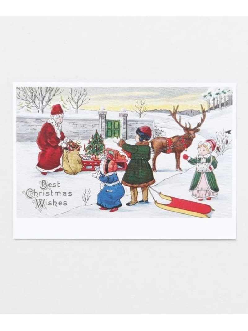 欧州航路 【欧州航路】ホワイトサンタポストカード アミナコレクション 文房具 その他の文房具 レッド