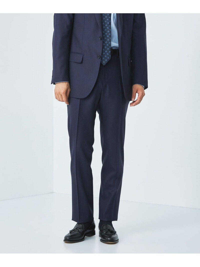 【SALE／40%OFF】UNITED ARROWS green label relaxing GLR CLOTH ピンストライプ スリム ノープリーツ スーツパンツ -ストレッチ・防シワ- ユナイテッドアローズ アウトレット スーツ・フォーマル スーツパンツ グレー ネイビー【RBA_E】【送料無料】