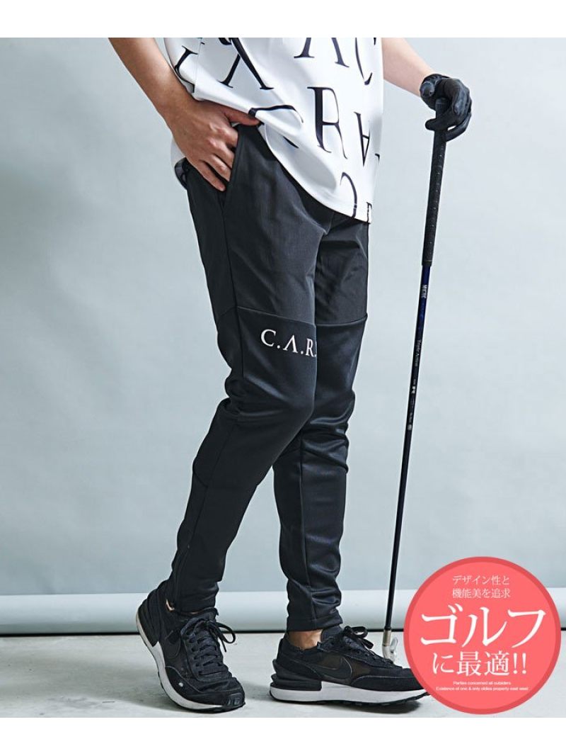 CavariA C.V.R.A 光沢ロゴ布帛切替アクティブパンツ シルバーバレット パンツ ジャージ・スウェットパンツ ブラック【送料無料】