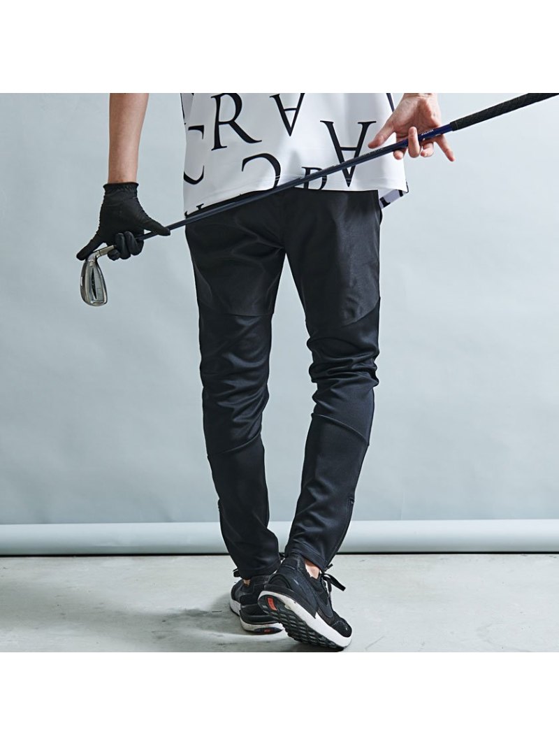 CavariA C.V.R.A 光沢ロゴ布帛切替アクティブパンツ シルバーバレット パンツ ジャージ・スウェットパンツ ブラック【送料無料】
