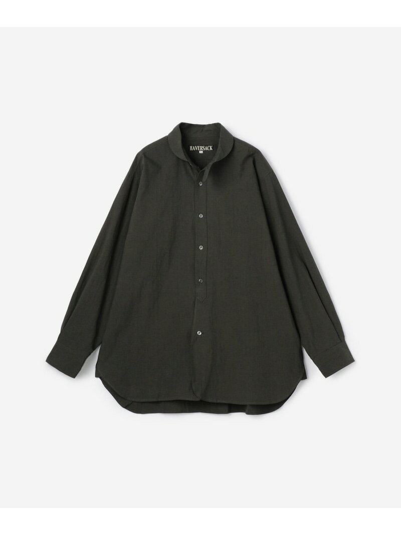 Bshop HAVERSACK ｜ ＜別注＞丸襟シャツ MEN ビショップ トップス シャツ・ブラウス ベージュ グレー【送料無料】