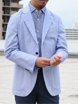SHIPS SD:MONTI社製生地カラミシャツジャケット シップス コート/ジャケット テーラードジャケット ブルー ネイビー【送料無料】