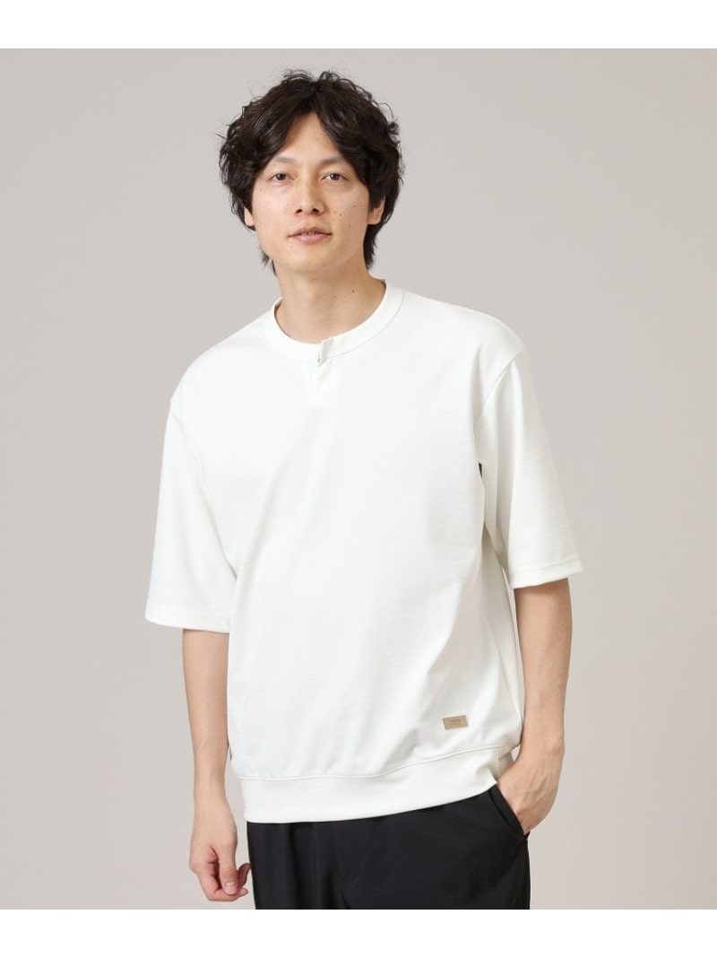 【SALE／10%OFF】TAKEO KIKUCHI 【Made in JAPAN】五分袖 キーネック カットソー タケオキクチ トップス カットソー・Tシャツ ホワイト カーキ ブラウン【RBA_E】【送料無料】