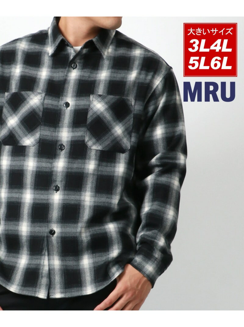 【SALE/49%OFF】MRU MRU チェックシャツ 大きいサイズ メンズ オンブレ 長袖 3L 4L 5L 6L マルカワ トップス シャツ・ブラウス ブ...