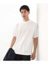 THE SHOP TK モックネックプレーティング半袖Tシャツ 【接触冷感/洗濯機OK】 ザ ショップ ティーケー トップス カットソー・Tシャツ ホワイト ブラック【先行予約】*
