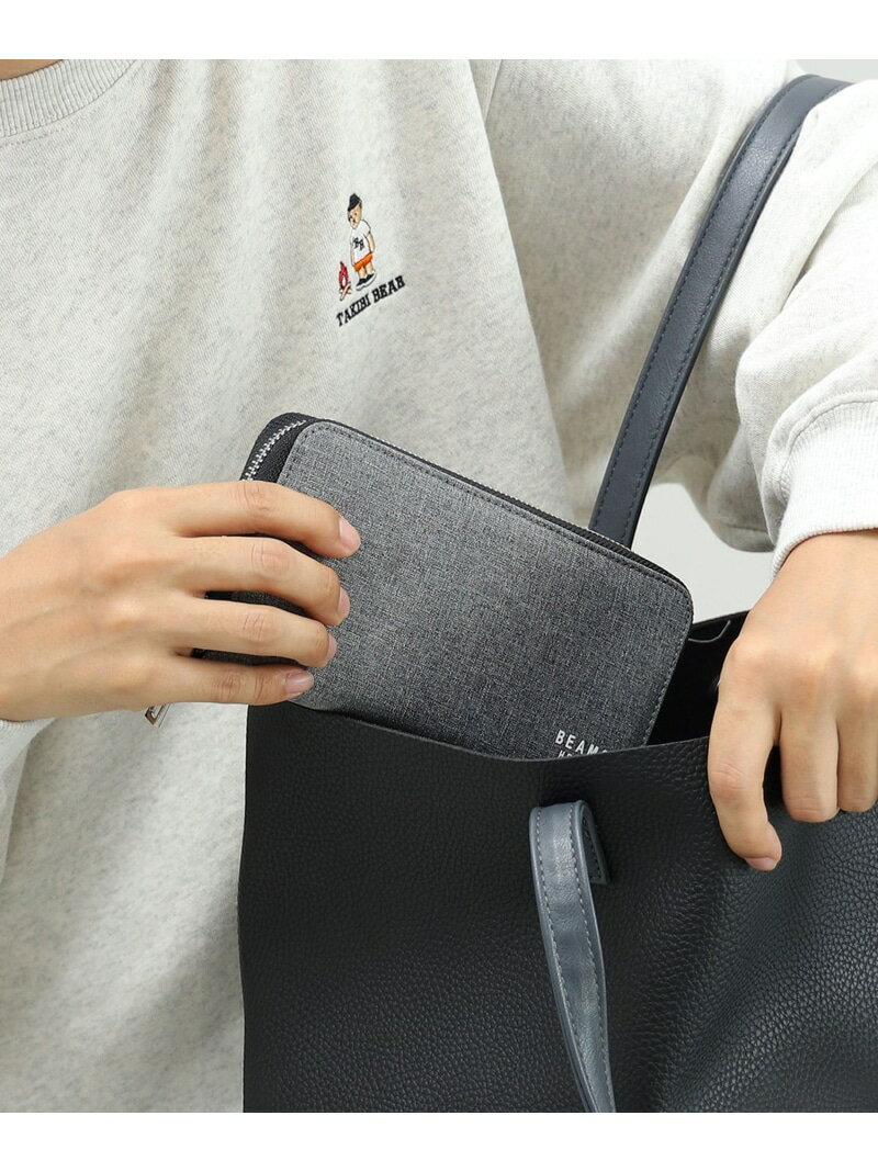 BEAMS HEART MEN ポリエステル 杢素材 長財布 ビームス ハート 財布・ポーチ・ケース 財布 ブラック ベージュ【送料無料】